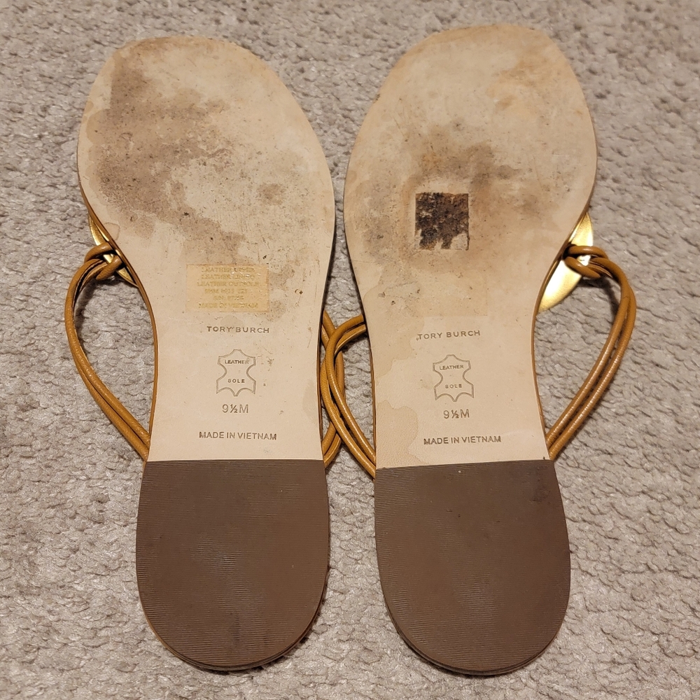 Tory Burch Patos Thong Sandal Caramel Corn Gold Size 9.5 - Picture 10 of 10